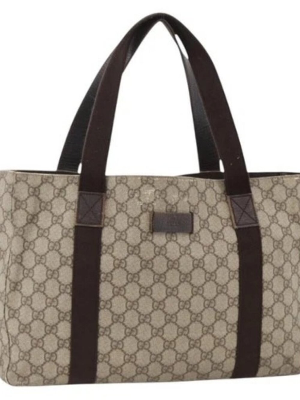 GUCCI GG Supreme Tote Bag PVC Beige 141624 Auth bs34230
